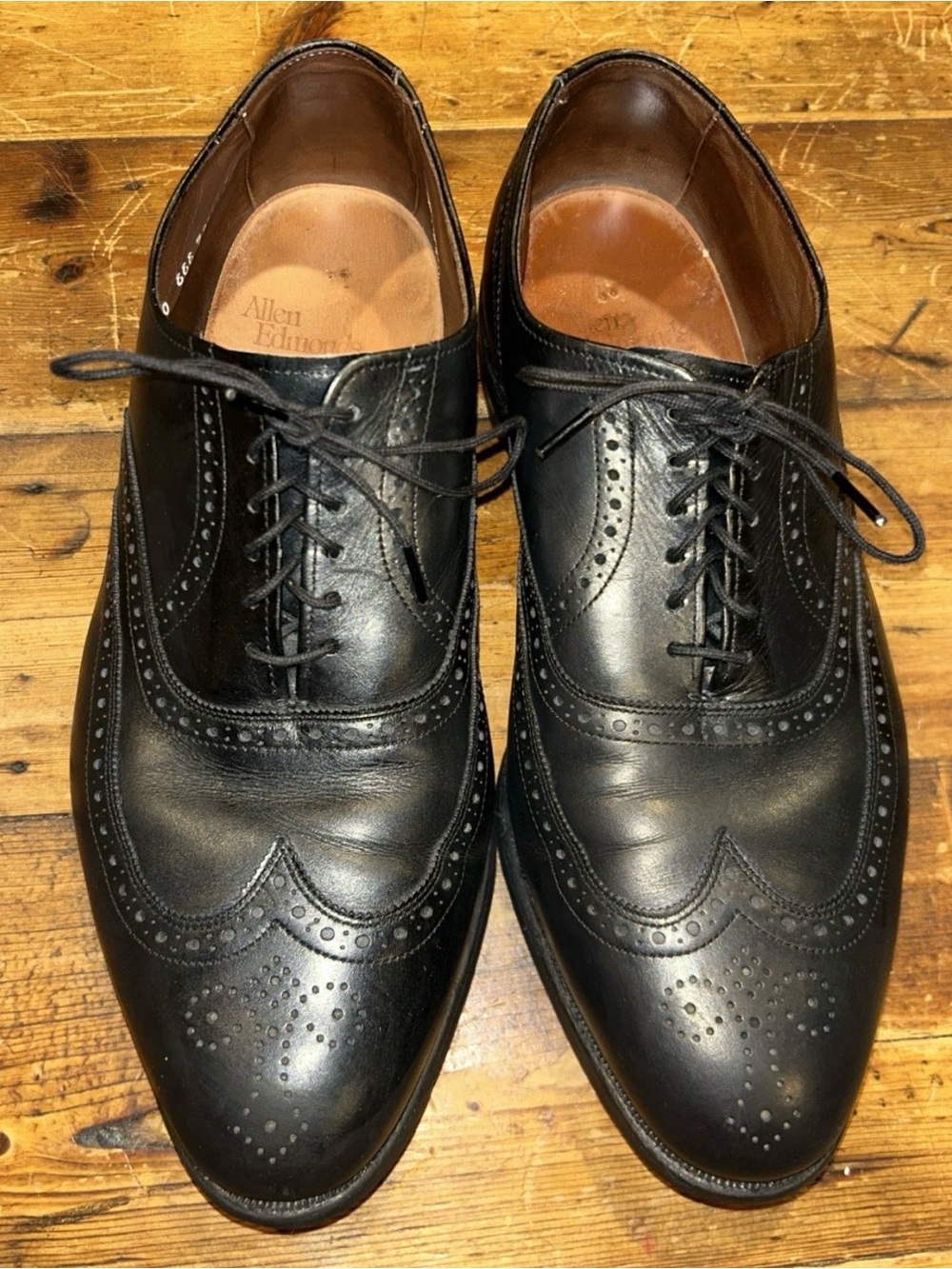 Allen Edmonds Chester Wingtip Dress Shoes Black Leather Mens Size 10
